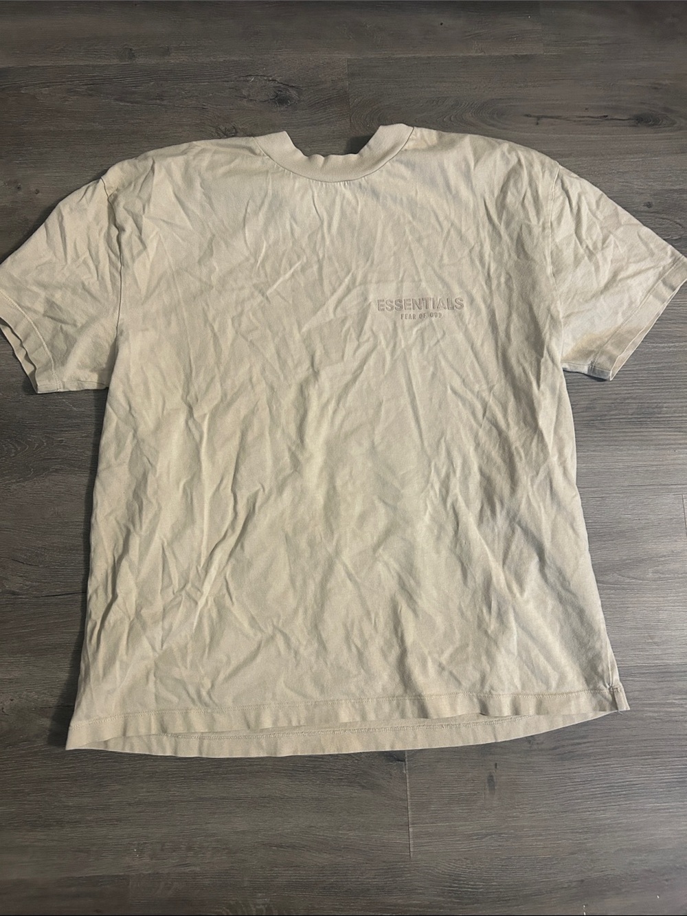 ESSENTIALS Men’s Cream Logo Tee